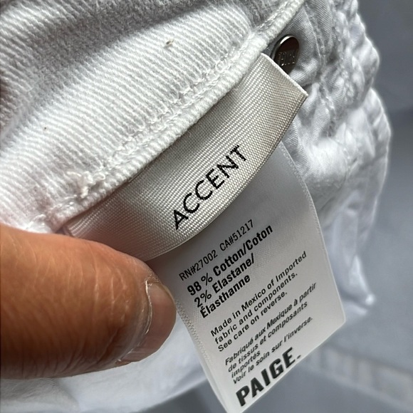 Paige Accent Ultra High Rise Straight Jeans size 28 Crisp White Destroyed… - Picture 15 of 15